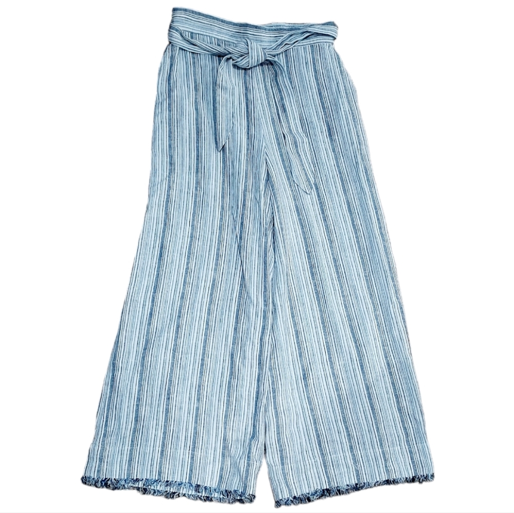 Anthropologie Cloth & Stone Linen Blend High-Rise Striped Wide-Leg Pants size XS